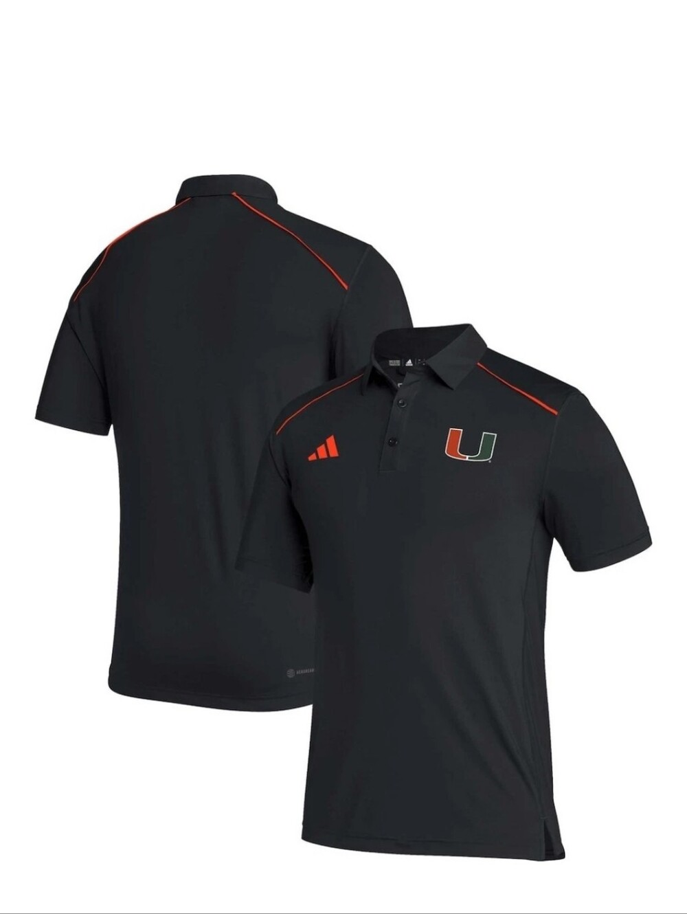 Adidas MIAMI HURRICANES Under The Light Black Polo Tee GE1775 Men’s Size NWOT XL